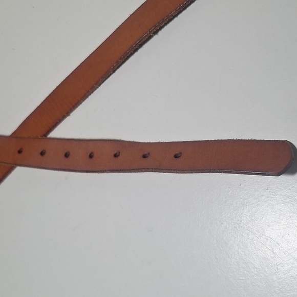 Gap Vintage Camel Leather 1" Belt Silver Hardware SZ L - Picture 3 of 6